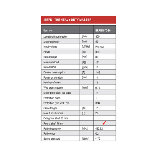 ERFN1070-80-BI | มอเตอร์กันสาดไฟฟ้า | ม่านม้วนไฟฟ้าภายนอก | ประตูม้วนไฟฟ้า